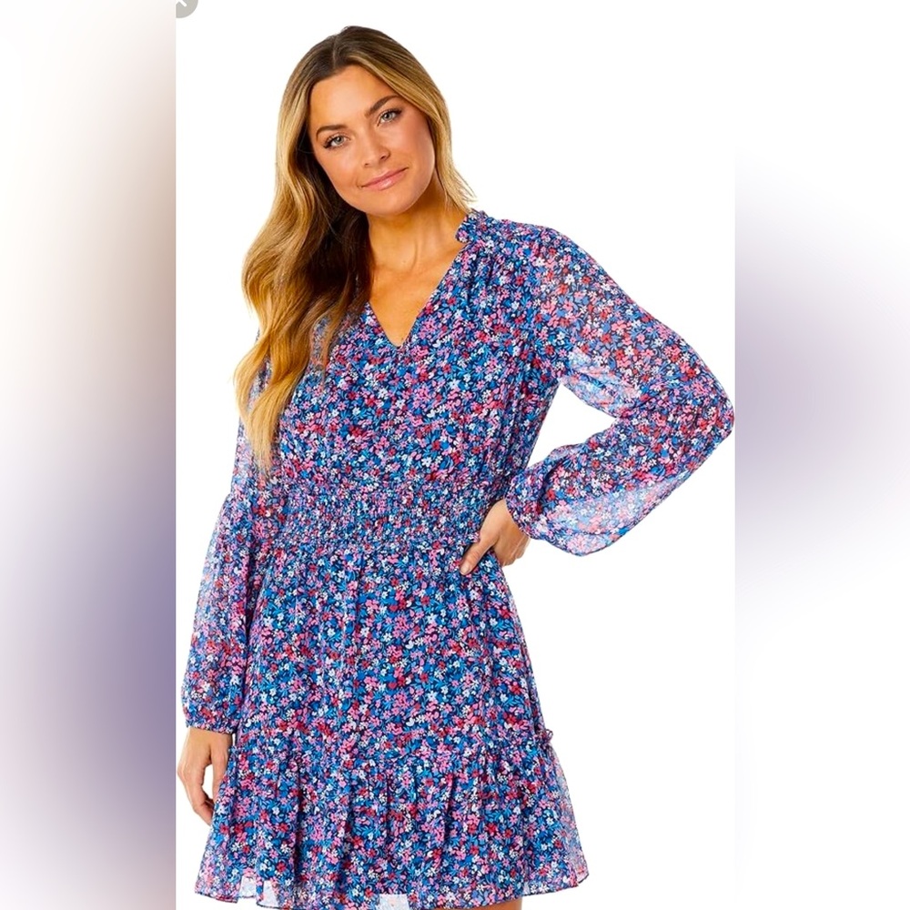 Draper James Spring 🌷Ditsy Floral Smocked Waist Shirtdress Size L